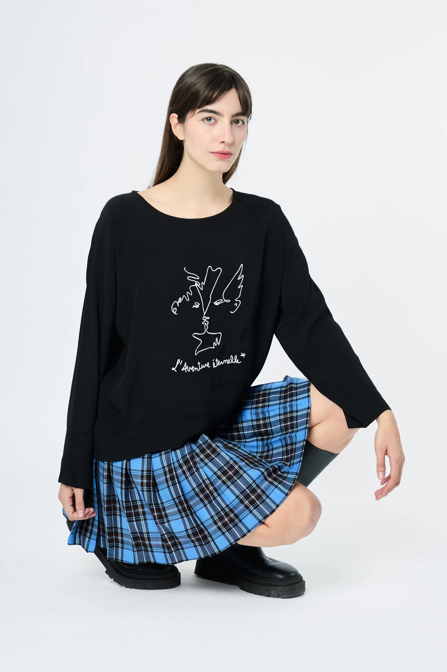 FALDA ESCOSESA TABLEADA CELESTE - L'AVENTURE Argentina