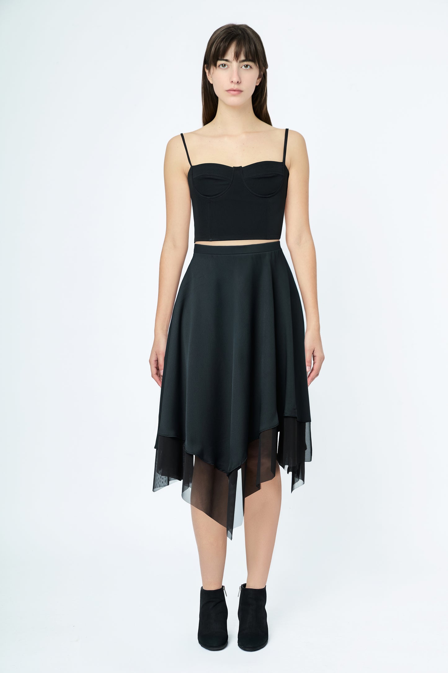 FALDA MIDI IRREGULAR NEGRO