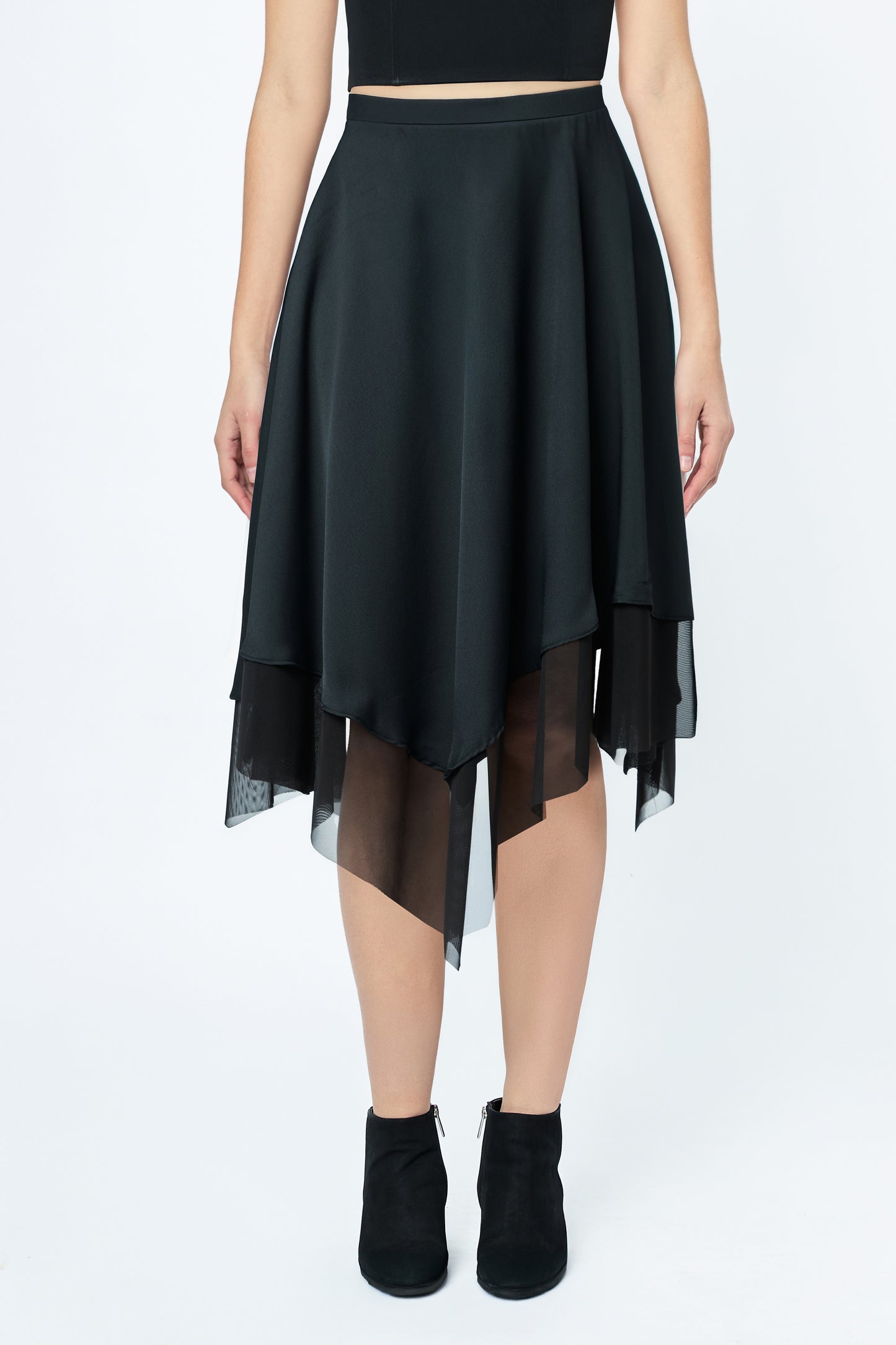 FALDA MIDI IRREGULAR NEGRO