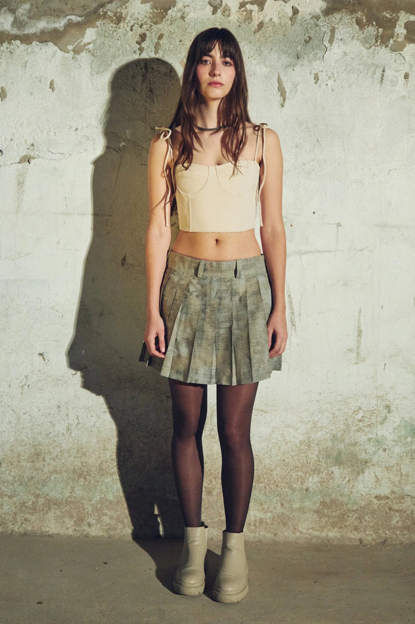 FALDA TABLEADA GRIS CLARO - L'AVENTURE Argentina