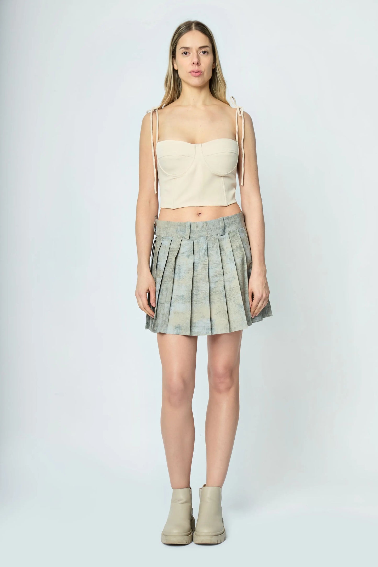 FALDA TABLEADA GRIS CLARO - L'AVENTURE Argentina