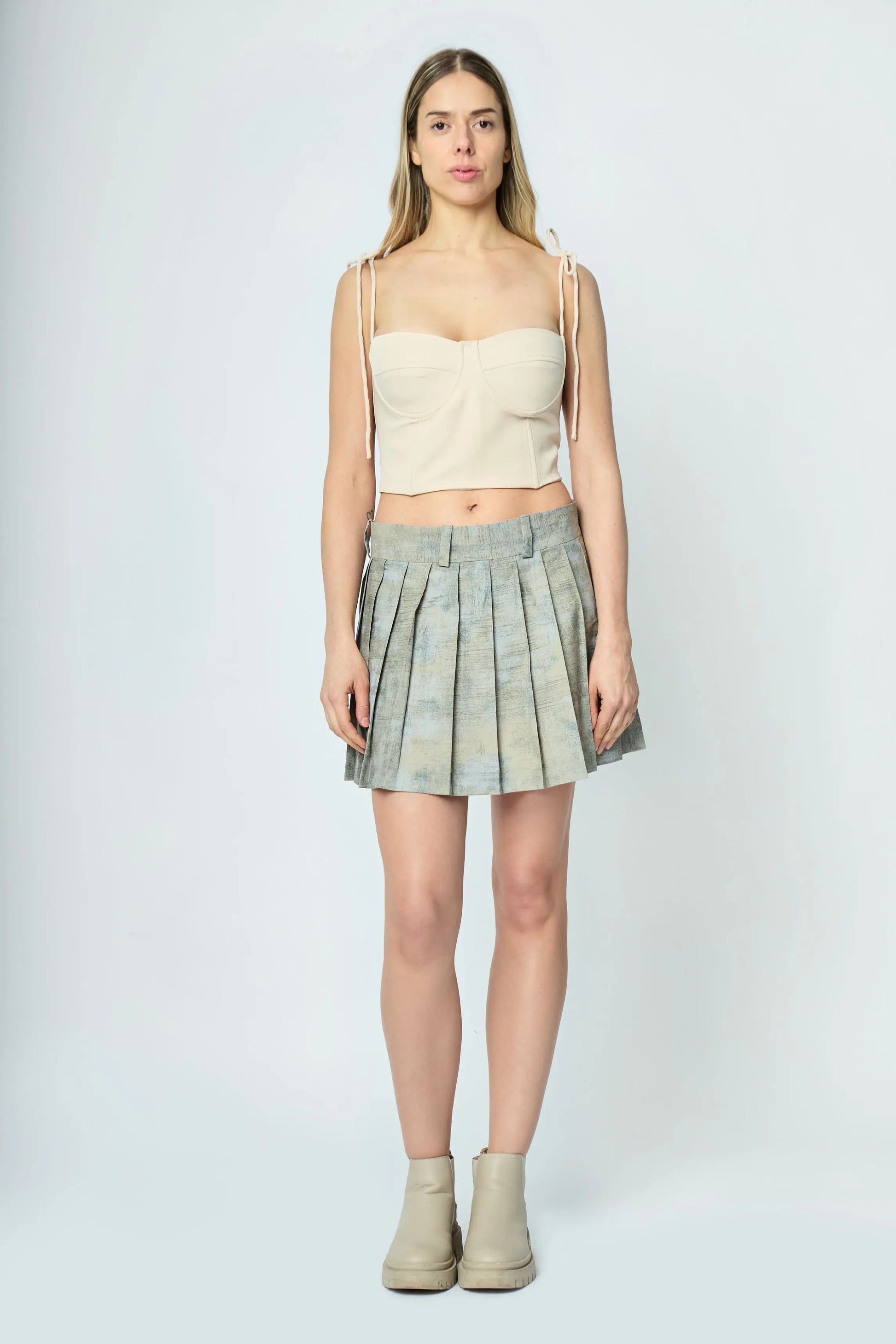 FALDA TABLEADA GRIS CLARO - L'AVENTURE Argentina