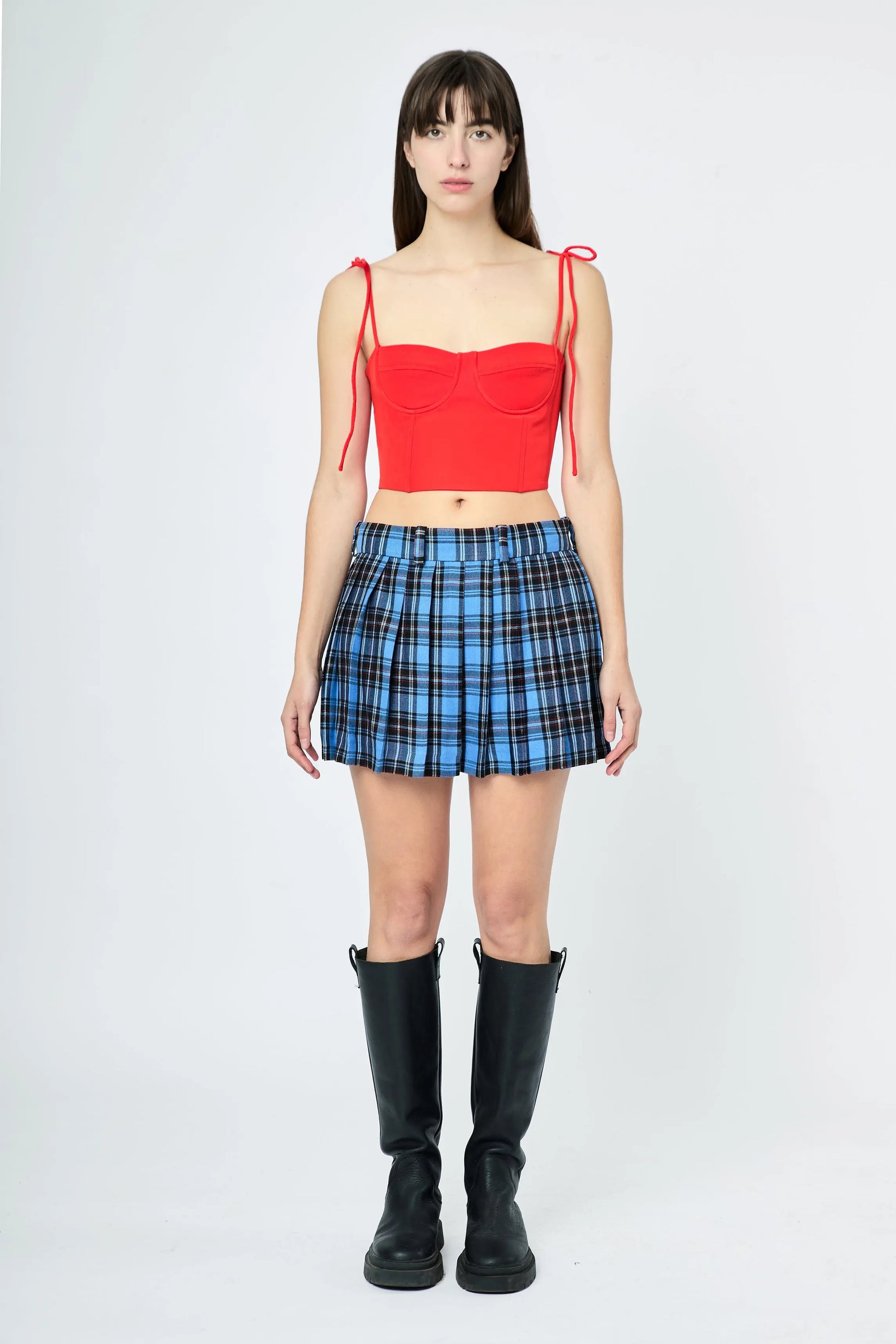 FALDA ESCOSESA TABLEADA CELESTE - L'AVENTURE Argentina