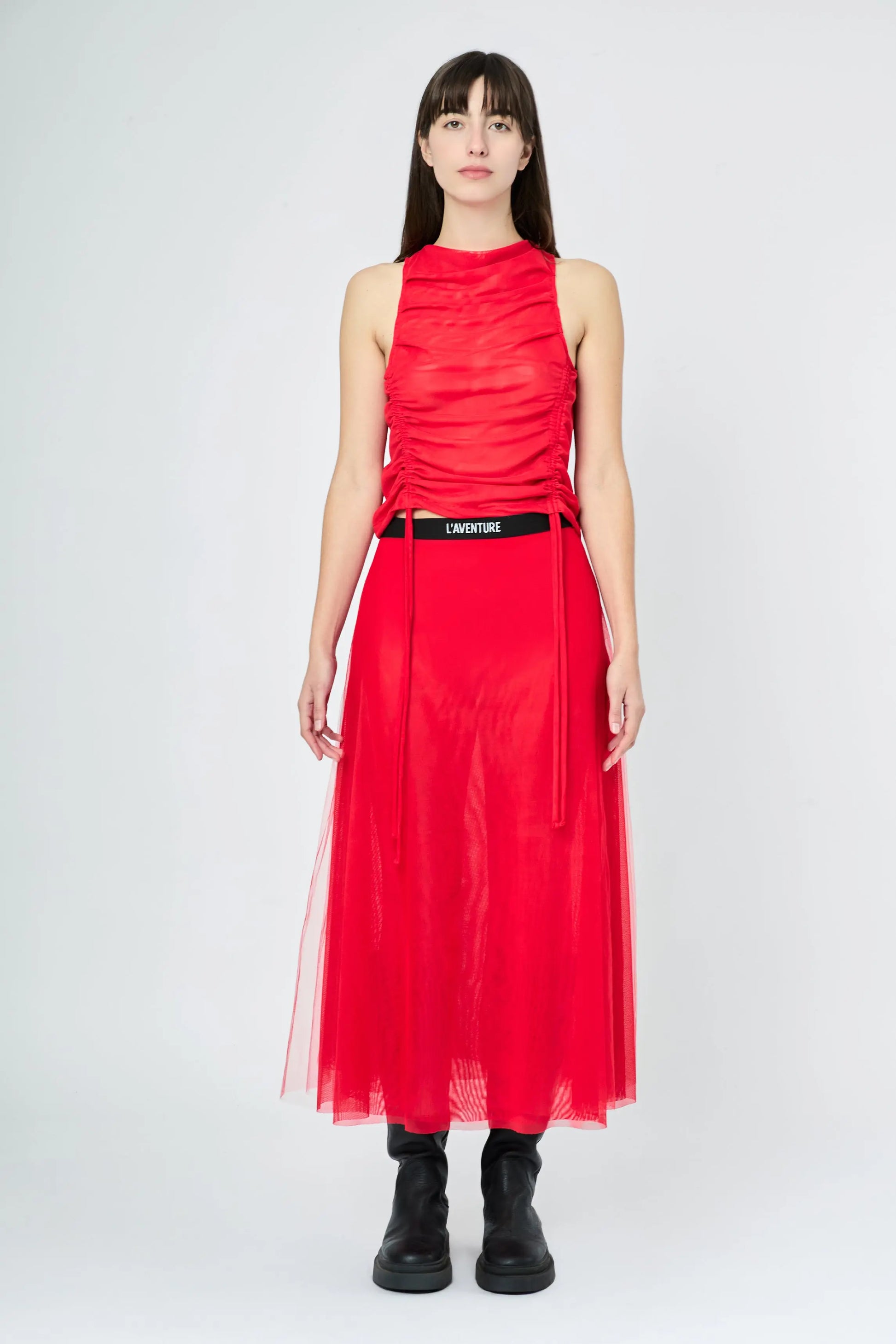 FALDA MIDI CAPAS DE TULL ROJO - L'AVENTURE Argentina