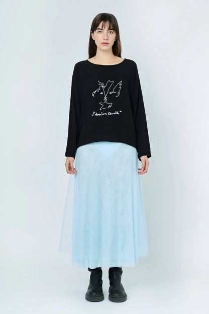 FALDA MIDI CAPAS DE TULL CELESTE - L'AVENTURE Argentina