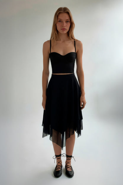 FALDA MIDI IRREGULAR NEGRO - L'AVENTURE Argentina