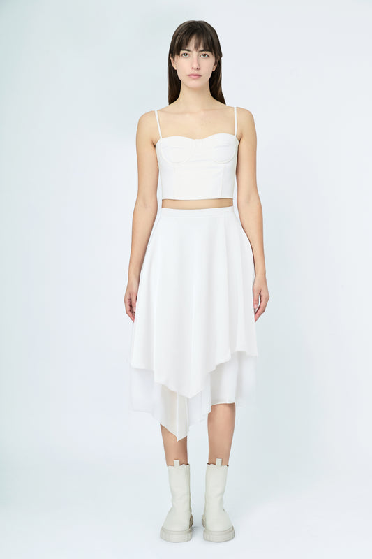 FALDA MIDI IRREGULAR BLANCO