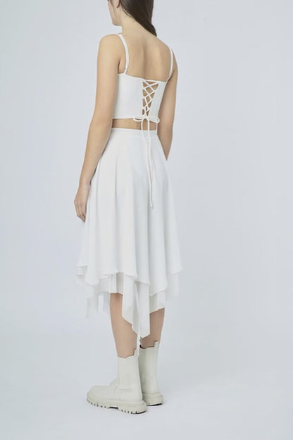 FALDA MIDI IRREGULAR BLANCO